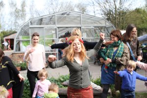 Storytelling and dancing outdoors